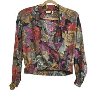 VTG 90s Carol Anderson Collection Womens Dark Floral Moody Blazer Small Jacket